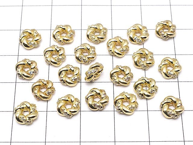 Metal parts Roundel 7x7x3mm Gold (with CZ) 2pcs