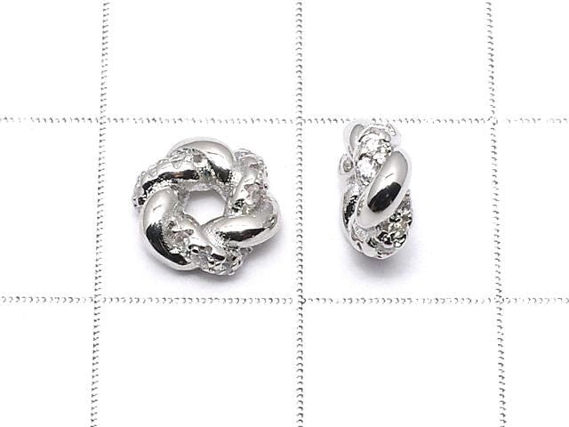 Metallteile Rondelle 7x7x3mm Silber (mit CZ) 2 Stück