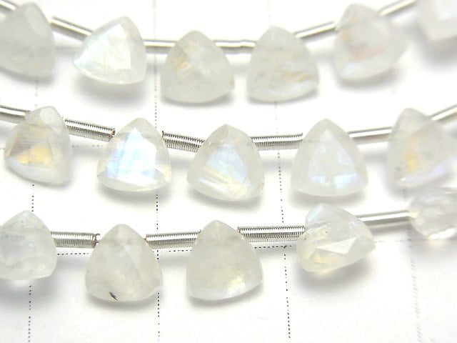 [Video] High Quality Rainbow Moonstone AA++ Triangle Faceted 6x6mm 1strand (18pcs)