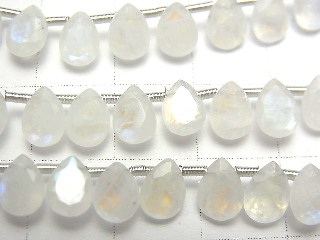 [Video] High Quality Rainbow Moonstone AA++ Pear shape Faceted 7x5mm half or 1strand (26pcs)