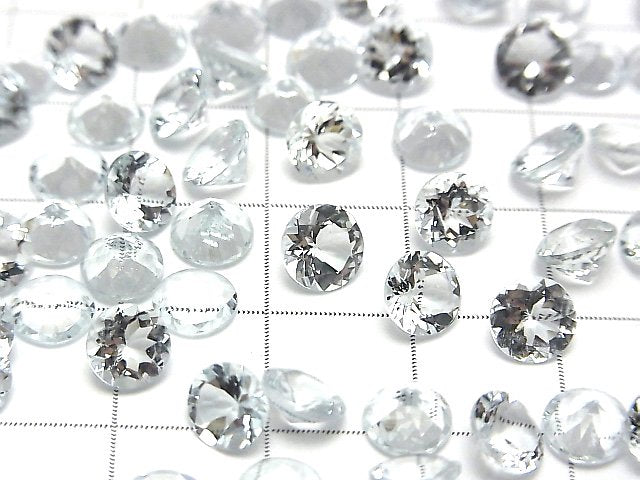 [Video]High Quality Aquamarine AAA- Loose stone Round Faceted 6x6mm 2pcs