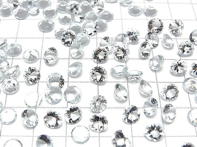 [Video]High Quality Aquamarine AAA- Loose stone Round Faceted 6x6mm 2pcs