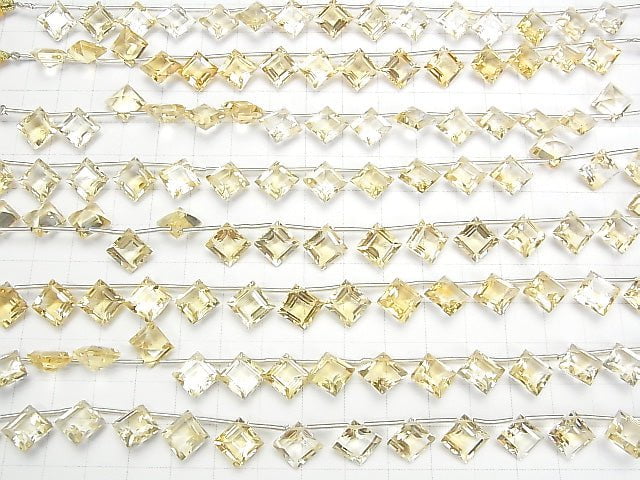 [Video] High Quality Citrine AAA Diamond Faceted 11x11mm half or 1strand (12pcs)