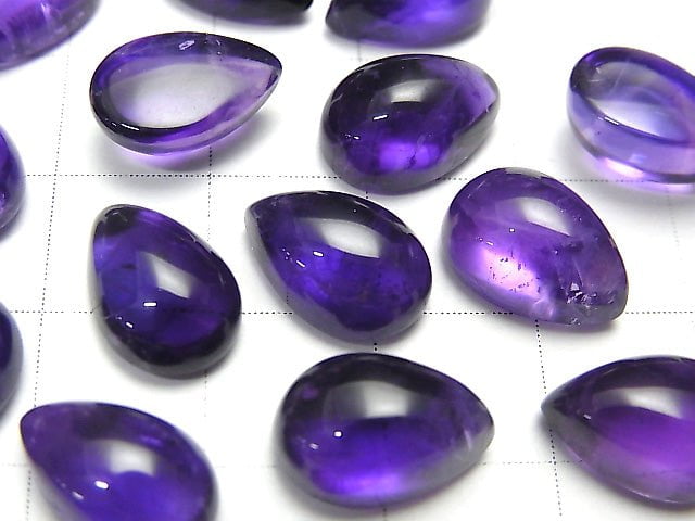 [Video] High Quality Amethyst AAA- Pear shape Cabochon 12x8mm 3pcs