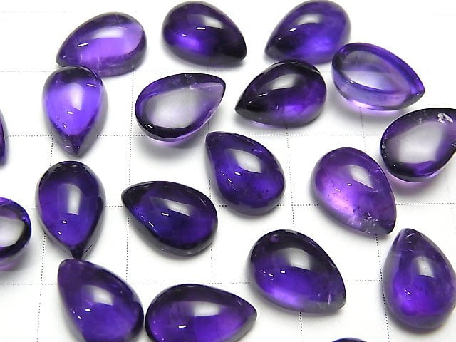 [Video] High Quality Amethyst AAA- Pear shape Cabochon 12x8mm 3pcs