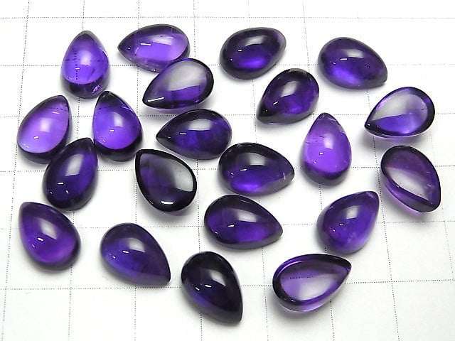 [Video] High Quality Amethyst AAA- Pear shape Cabochon 12x8mm 3pcs