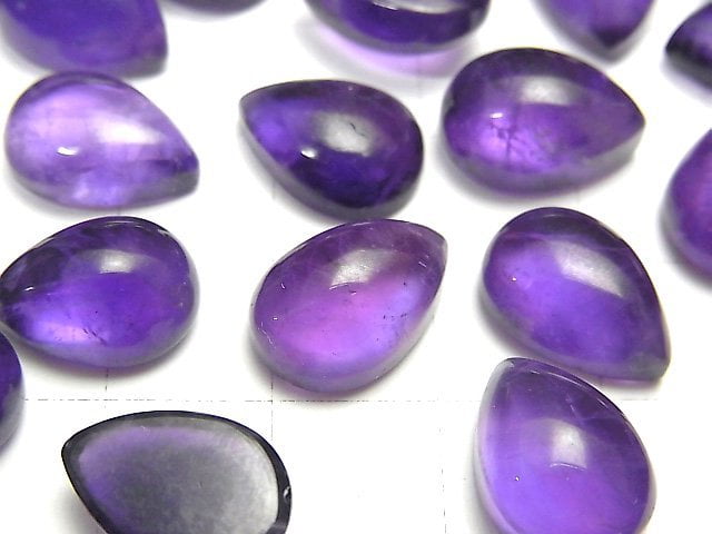 [Video] High Quality Amethyst AAA- Pear shape Cabochon 14x10mm 2pcs