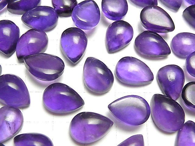 [Video] High Quality Amethyst AAA- Pear shape Cabochon 14x10mm 2pcs