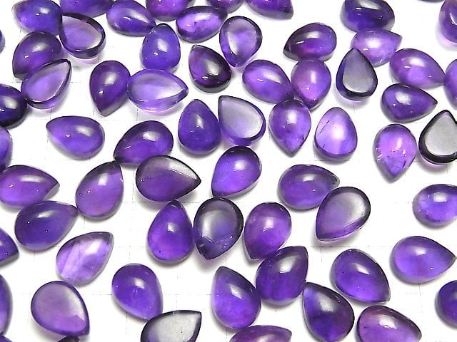 [Video] High Quality Amethyst AAA- Pear shape Cabochon 14x10mm 2pcs