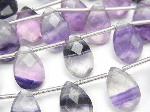 Faceted Briolette, Fluorite, Pear Shape Gemstone Beads