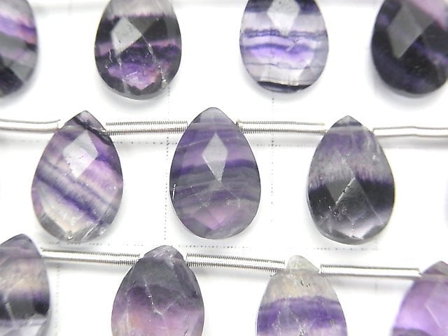 [Video] Purple Fluorite AA++ Pear shape Faceted Briolette 12x8mm 1strand (13pcs)