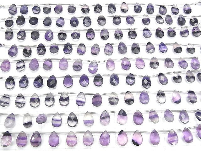 [Video] Purple Fluorite AA++ Pear shape Faceted Briolette 12x8mm 1strand (13pcs)