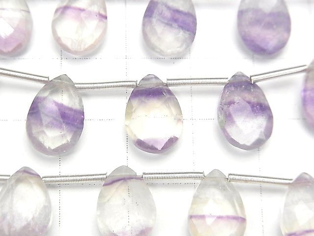 [Video] Purple Fluorite AA++ Pear shape Faceted Briolette 12x8mm [Light color] 1strand (13pcs)