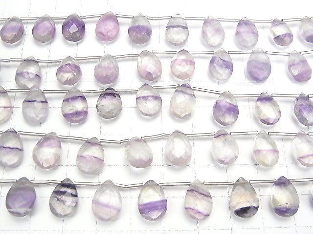 [Video] Purple Fluorite AA++ Pear shape Faceted Briolette 12x8mm [Light color] 1strand (13pcs)