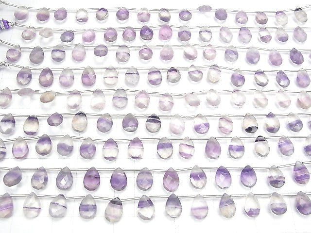 [Video] Purple Fluorite AA++ Pear shape Faceted Briolette 12x8mm [Light color] 1strand (13pcs)