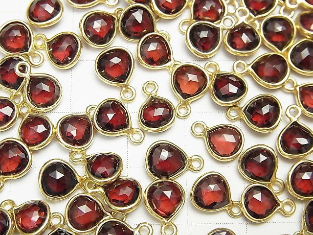 [Video] High Quality Mozambique Garnet AAA Bezel Setting Chestnut Shape 7x7mm 18KGP 2pcs