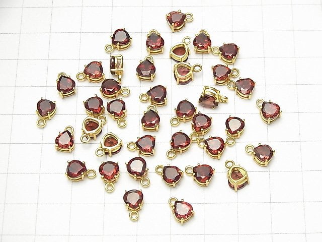 [Video]High Quality Mozambique Garnet AAA Bezel Setting Chestnut Faceted 6-7mm [One Side] 18KGP 2pcs