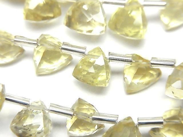 高品質檸檬石英 AAA - 3D 三角切割 8x8x8mm 半串或 1 串珠（18 顆）