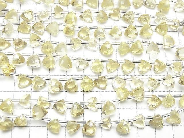 高品質檸檬石英 AAA - 3D 三角切割 8x8x8mm 半串或 1 串珠（18 顆）