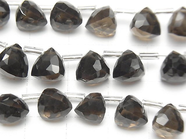 [Video] High Quality Smoky Quartz AA++ 3D Triangle Cut 8x8x8mm half or 1strand (18pcs)