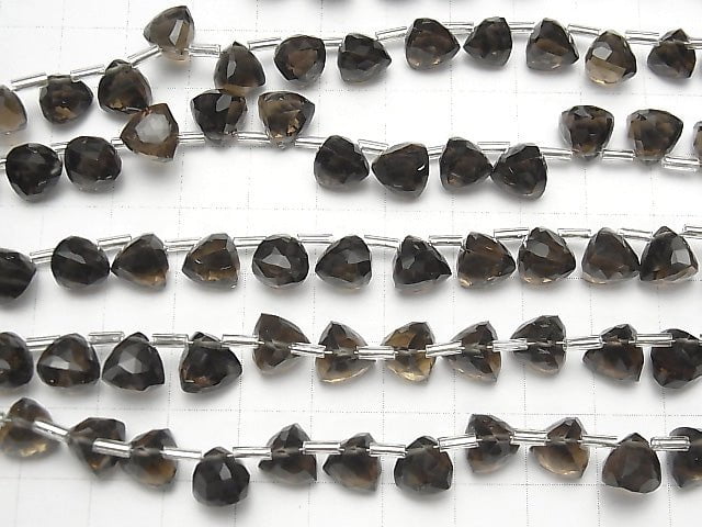 [Video] High Quality Smoky Quartz AA++ 3D Triangle Cut 8x8x8mm half or 1strand (18pcs)