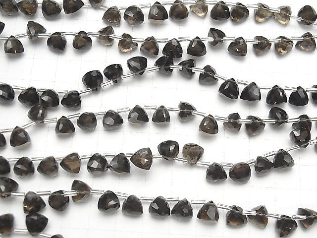 [Video] High Quality Smoky Quartz AA++ 3D Triangle Cut 8x8x8mm half or 1strand (18pcs)