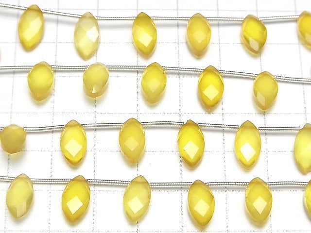 [Video] Yellow color Chalcedony AAA Marquise Faceted Briolette 12x6mm 1strand (12pcs)