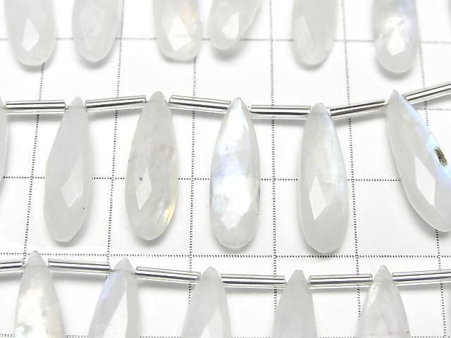 [Video]High Quality Rainbow Moonstone AA++ Pear shape Faceted Briolette 20x6mm 1strand (7pcs)