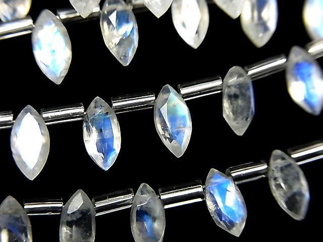 [Video] High Quality Rainbow Moonstone AAA- Marquise Faceted 8x4mm half or 1 strand (18pcs)
