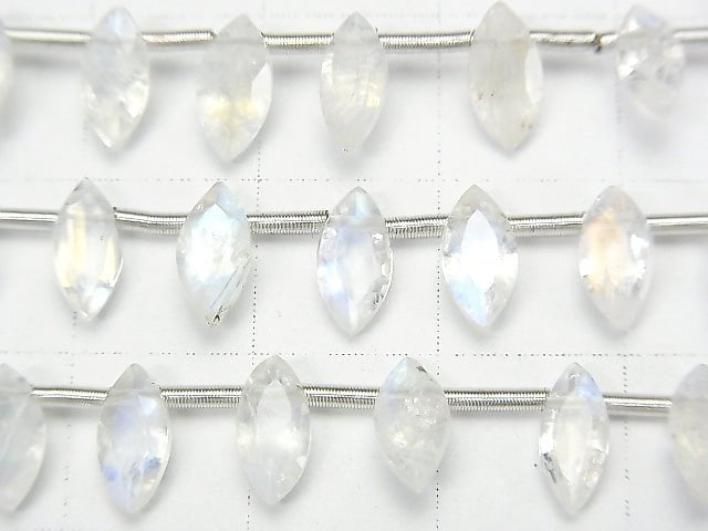 [Video] High Quality Rainbow Moonstone AAA Marquise Faceted 8x4mm half or 1strand (18pcs )