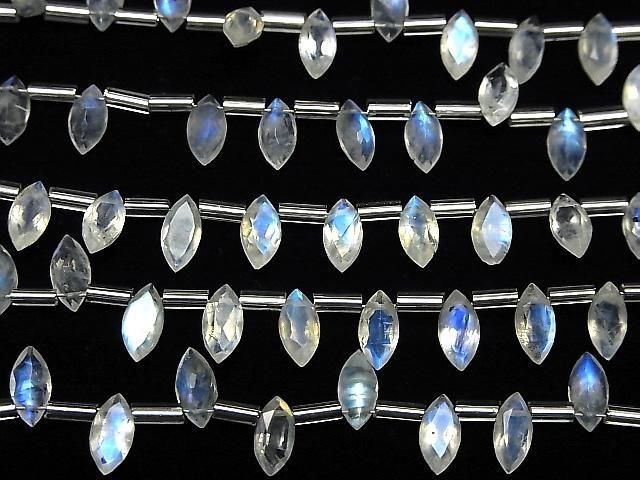[Video] High Quality Rainbow Moonstone AAA- Marquise Faceted 8x4mm half or 1 strand (18pcs)
