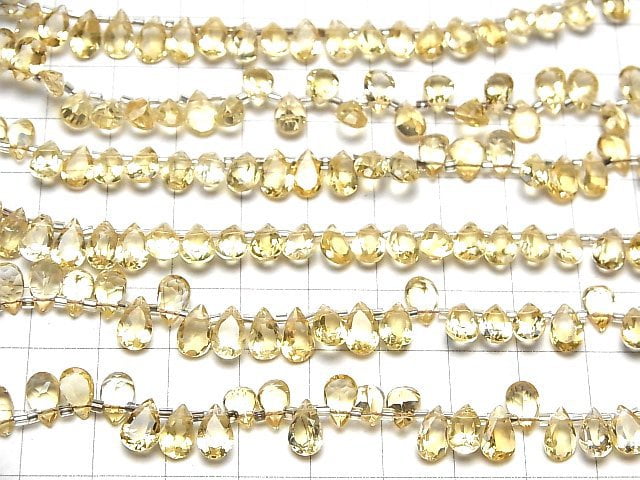 [Video]High Quality Citrine AAA Pear shape Faceted 8x5mm half or 1strand (28pcs )