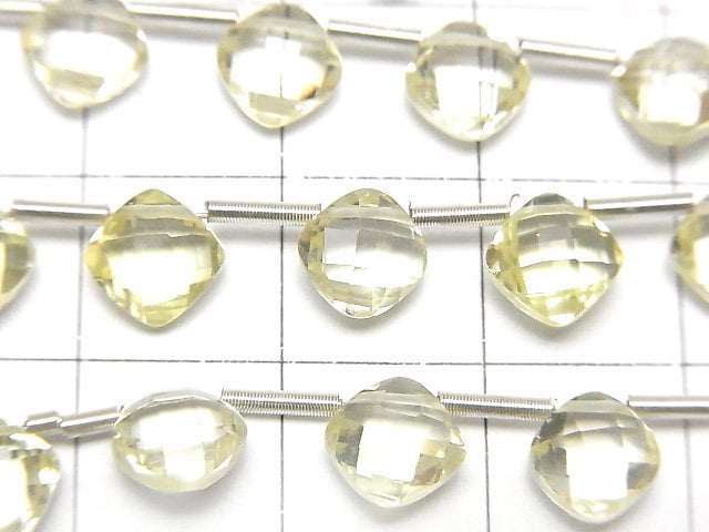 [Video] High Quality Brazil Lemon Quartz AAA Diamond Shape (Cushion Cut) 7x7mm half or 1strand (18pcs)