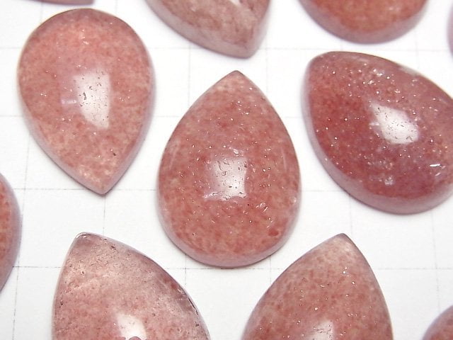 [Video]African Red Aventurine AAA Pear shape Cabochon 25x18mm 1pc