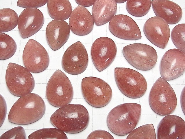 [Video]African Red Aventurine AAA Pear shape Cabochon 25x18mm 1pc