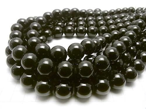 Black Tourmaline AAA Round 14mm 1/4 or 1-strand beads (approx. 15 inches/36 cm)