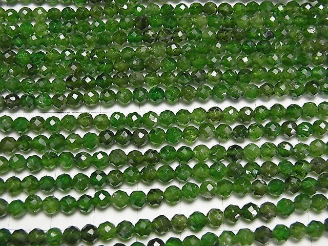 [Video] High Quality! Chrome Diopside AA++ Faceted Round 4mm 1strand beads (aprx.15inch / 37cm)