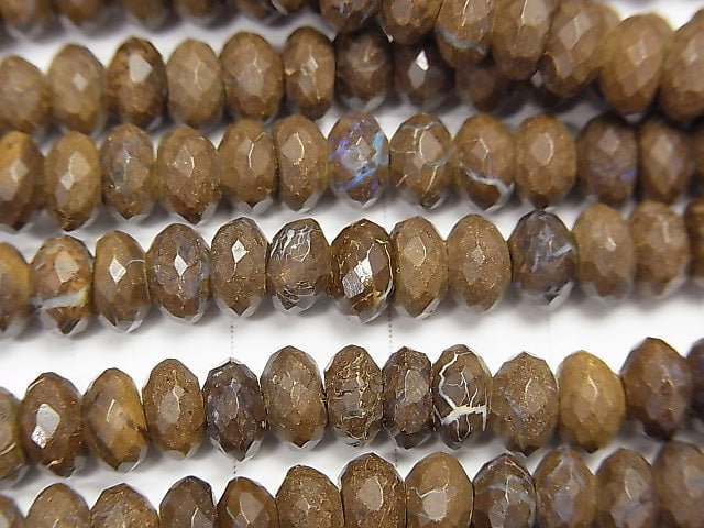 [Video] Australia Boulder Opal AA Faceted Button Roundel 6x6x3mm half or 1strand beads (aprx.15inch / 38cm)