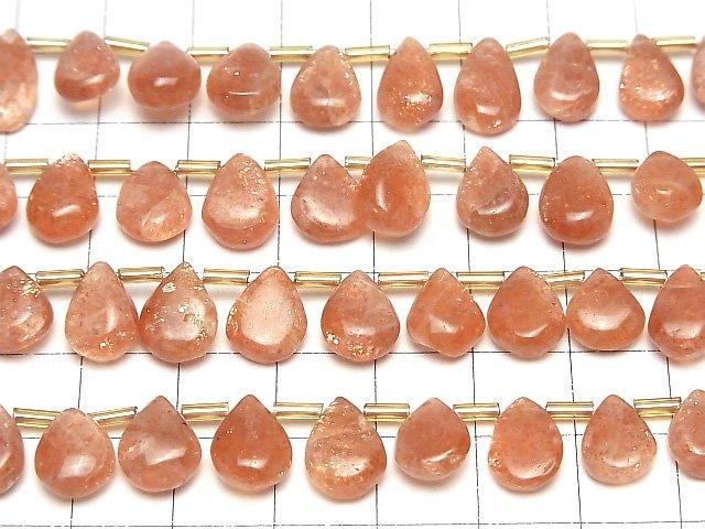 [Video]High Quality Sunstone AA++ Pear shape (Smooth) 1strand beads (aprx.7inch/18cm)