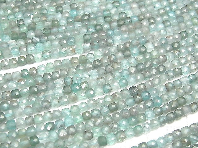 [Video] High Quality! Apatite AA+ Cube Shape 4x4x4mm 1strand beads (aprx.15inch / 37cm)