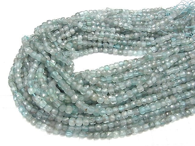 [Video] High Quality! Apatite AA+ Cube Shape 4x4x4mm 1strand beads (aprx.15inch / 37cm)