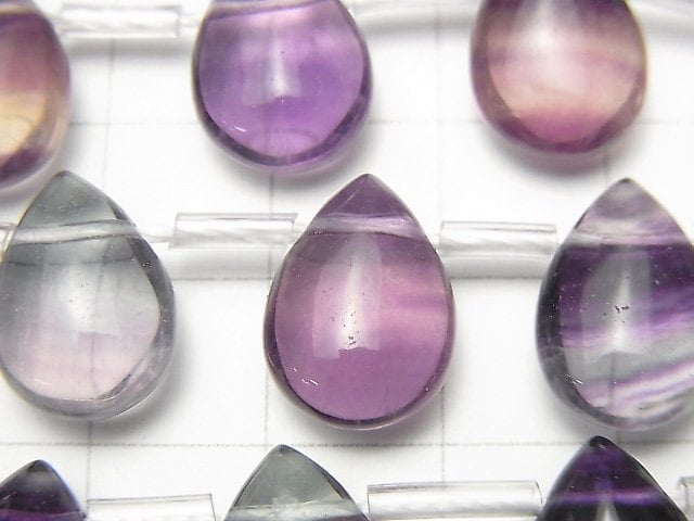 [Video] Multicolor Fluorite AAA- Pear shape (Smooth) 14x10mm 1strand beads (aprx.7inch / 18cm)