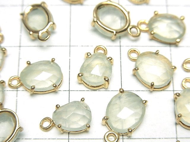 [Video] High Quality Prehnite AA+ Bezel Setting Freeform Rose Cut 18KGP 3pcs