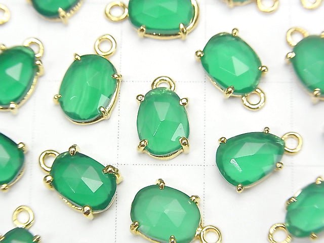 [Video] High Quality Green Onyx AAA Bezel Setting Freeform Rose Cut 18KGP 3pcs