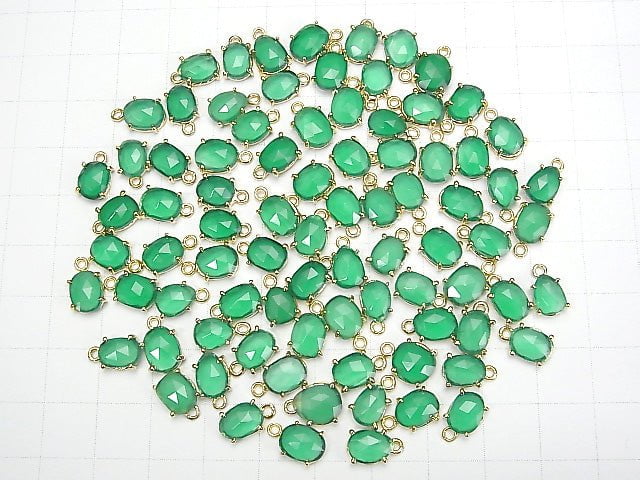 [Video] High Quality Green Onyx AAA Bezel Setting Freeform Rose Cut 18KGP 3pcs