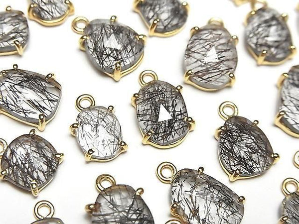 [Video]High Quality Tourmaline Quartz AA++ Bezel Setting Freeform Rose Cut 18KGP 3pcs