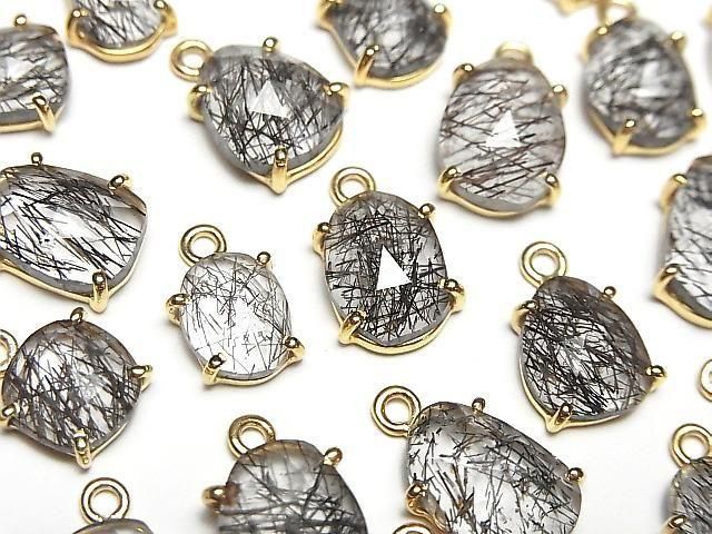[Video]High Quality Tourmaline Quartz AA++ Bezel Setting Freeform Rose Cut 18KGP 3pcs