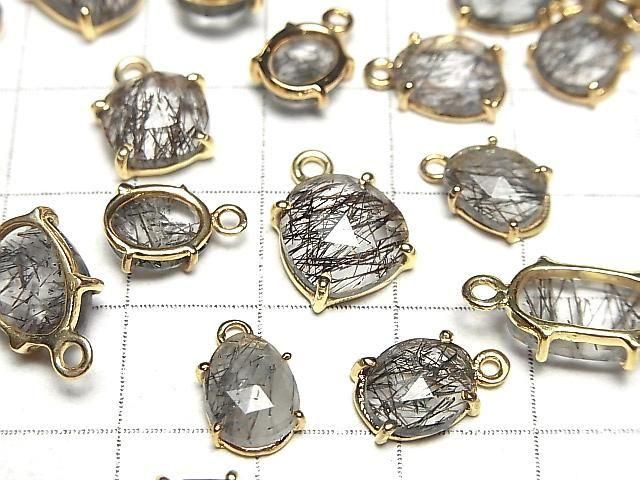 [Video]High Quality Tourmaline Quartz AA++ Bezel Setting Freeform Rose Cut 18KGP 3pcs
