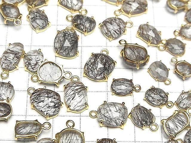 [Video]High Quality Tourmaline Quartz AA++ Bezel Setting Freeform Rose Cut 18KGP 3pcs