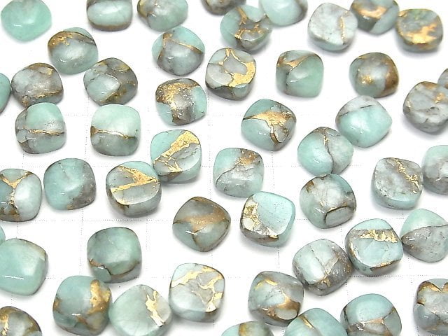 Copper Amazonite AAA Square  Cabochon 8x8mm 5pcs